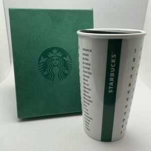 Starbucks Coffee 2016 Ceramic Tumbler Mug Word Search Double Wall NIB